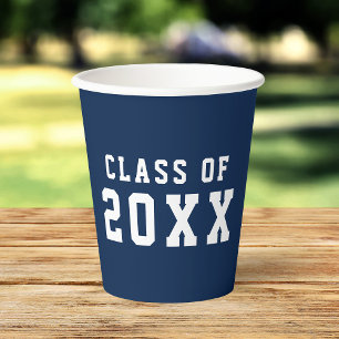 Simple Custom Colour Varsity Graduating Class Year Paper Cups