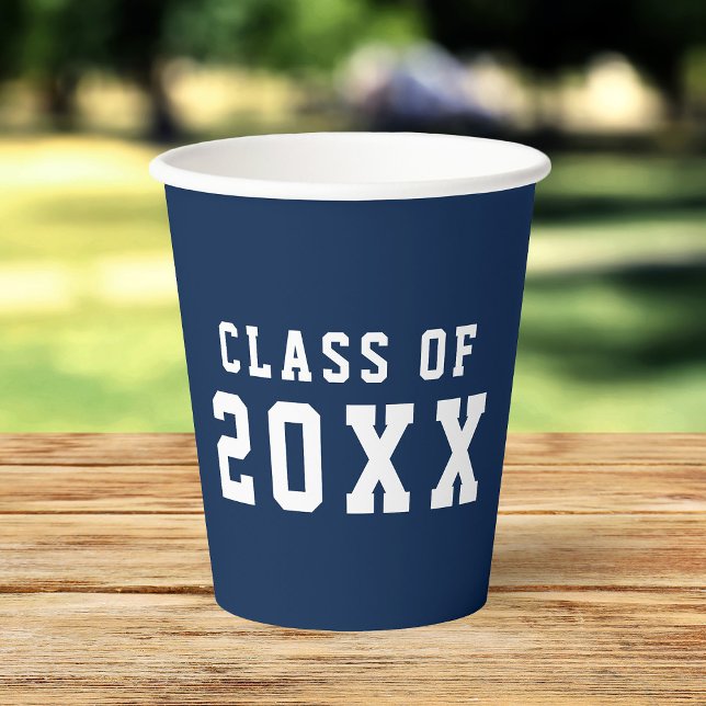 Simple Custom Colour Varsity Graduating Class Year Paper Cups (Creator Uploaded)