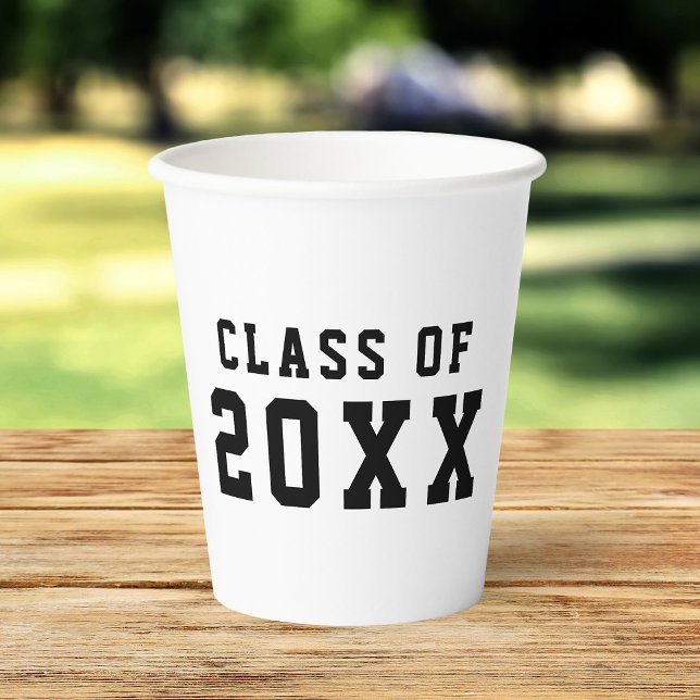 Simple Custom Colour Varsity Graduating Class Year Paper Cups (Creator Uploaded)