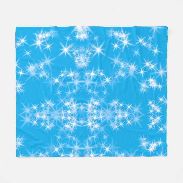 simple custom colourful blue sparkle glitter throw fleece blanket (Front (Horizontal))