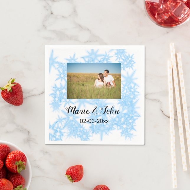 simple custom colourful blue sparkle glitter throw napkin (Insitu)