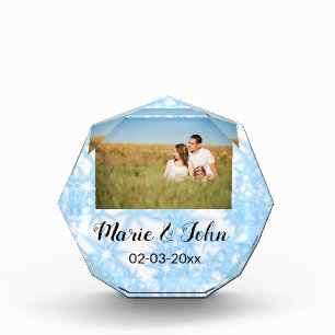 simple custom colourful blue sparkle glitter throw photo block