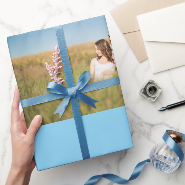 simple custom colourful blue sparkle glitter throw wrapping paper (Gifting)