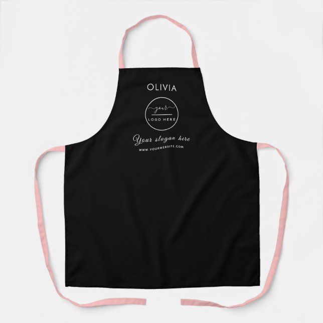 Simple Custom Company Logo personalised black Apro Apron (Front)