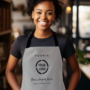 Simple Custom Company Logo personalised grey Apron