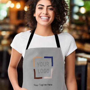 Simple Custom Company Logo personalised grey Apron