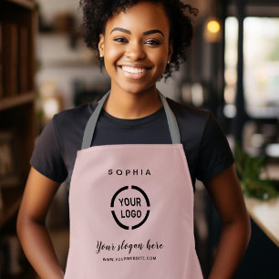 Simple Custom Company Logo personalised pink Apron