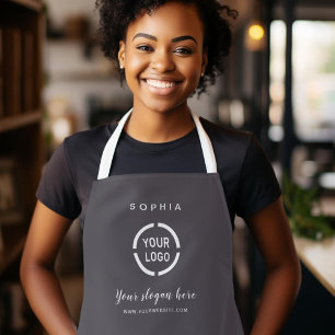Simple Custom Company Logo personalized smoke gray Apron