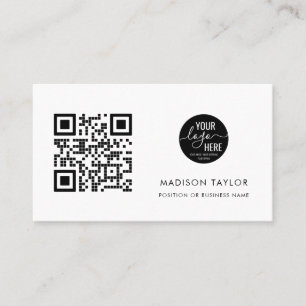 Simple Custom Company Logo QR Code Minimalist Business Card