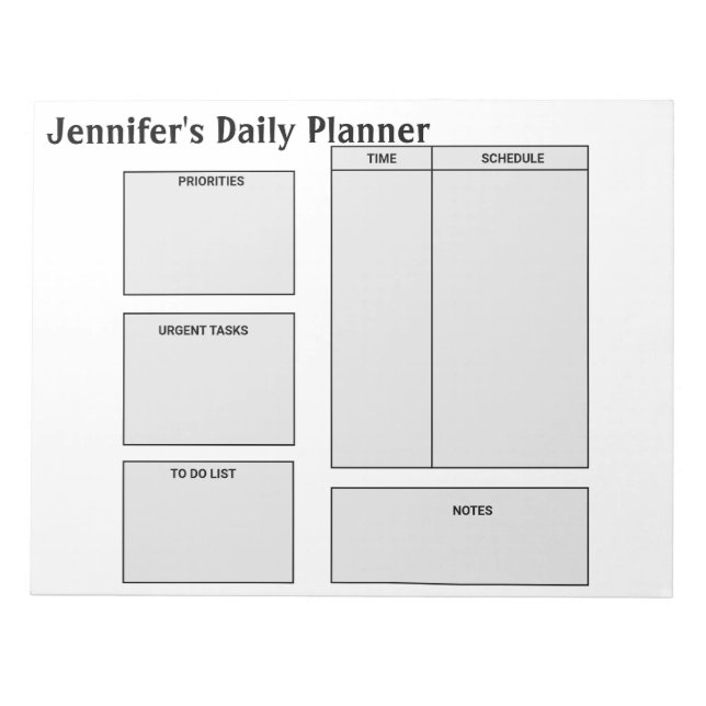 simple custom daily planner goals to do list quote notepad (Front)