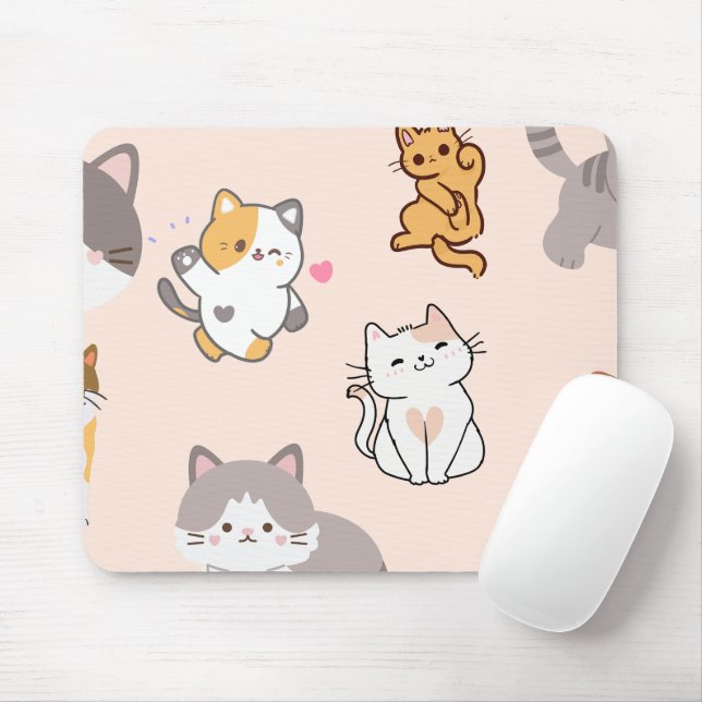 Simple Custom Design Photo Personalised Cats Mouse Pad (With Mouse)