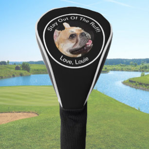 Simple custom dog photo golfer gift funny black golf head cover