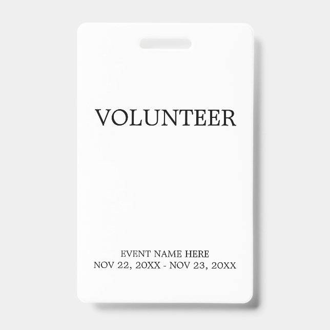 Simple Custom Event All Access VIP Badge ID Badge (Front)