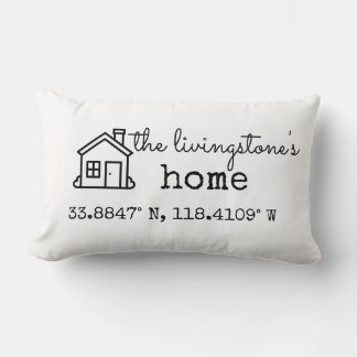 Simple Custom Family Home GPS Coordinates Gift Lumbar Cushion