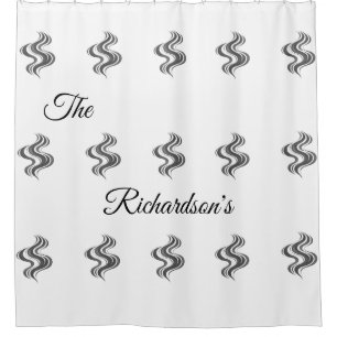 Simple Custom Family Name Black & White Shower Curtain