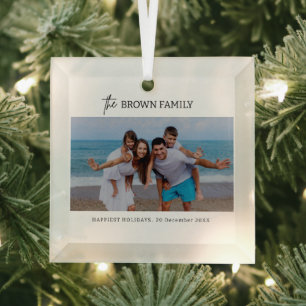 Simple Custom Family Photo Glass Tree Decoration