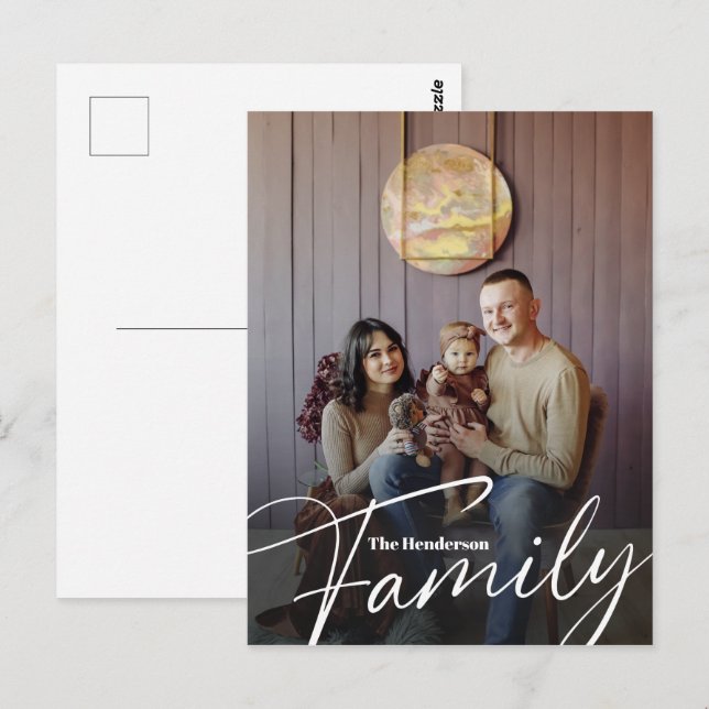 Simple Custom Family Photo Postcard (Front/Back)