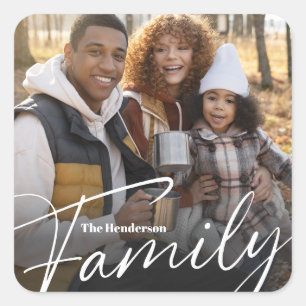 Simple Custom Family Photo Square Sticker