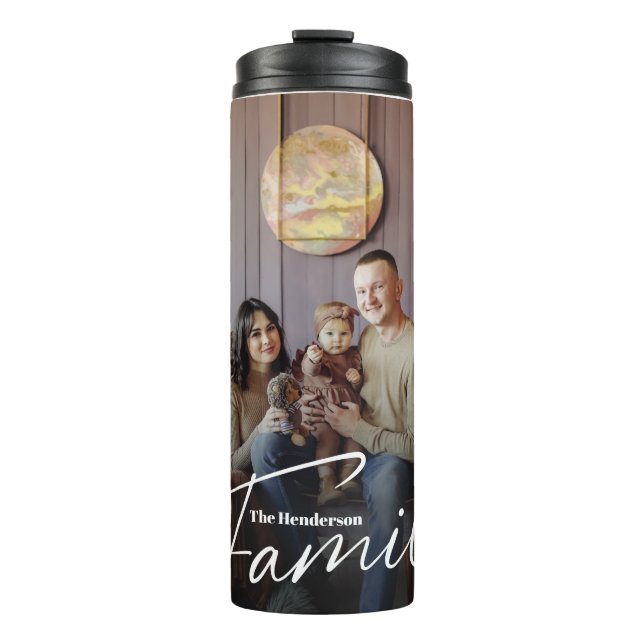 Simple Custom Family Photo Thermal Tumbler (Front)