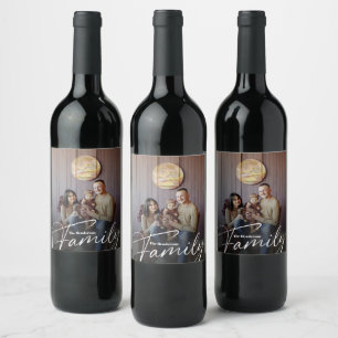 Simple Custom Family Photo Wine Label