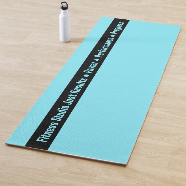 Simple Custom Fitness Text Black & Electric-Blue Yoga Mat (In Situ)