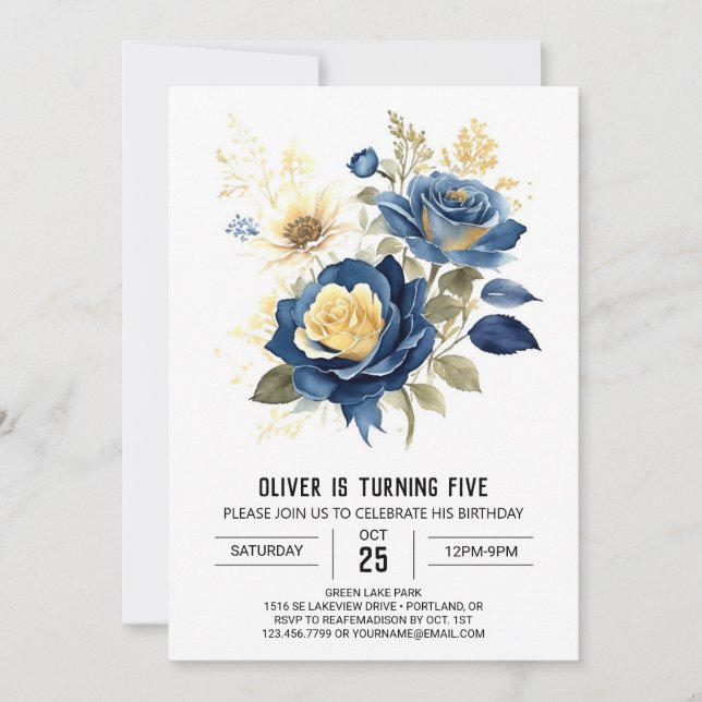 Simple Custom Floral Birthday Invitation (Front)