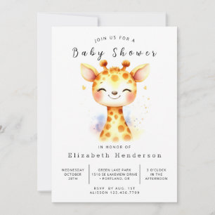 Simple Custom Giraffe Baby Shower Invitation