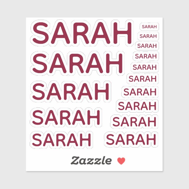 Simple Custom Girl Name Burgundy Caps in 15 Sizes (Sheet)