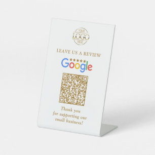 Simple Custom Google Reviews QR Code Business Logo Pedestal Sign