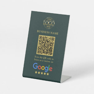 Simple Custom Google Reviews QR Code Business Logo Pedestal Sign