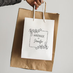 Simple Custom Handmade, Floral Business Rubber Stamp