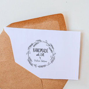 Simple Custom Handmade with love, Branches Rubber Stamp