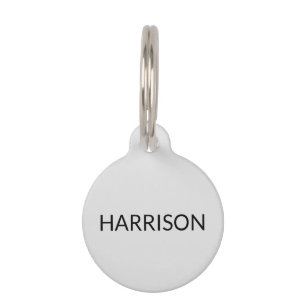 Simple custom light grey dog cat name Info Pet Tag