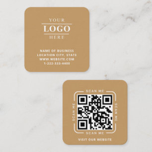 Simple Custom Logo and QR Code Square Business Card