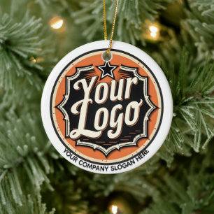 Simple Custom Logo and Text Business Ceramic Tree Decoration