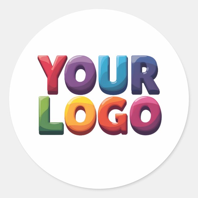Simple Custom Logo and Text Business Classic Round Sticker (Front)