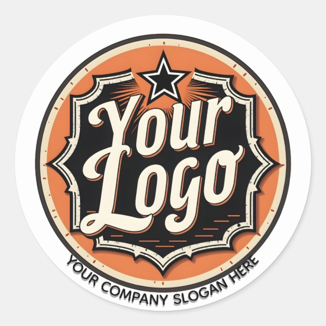 Simple Custom Logo and Text Business Classic Round Sticker (Front)