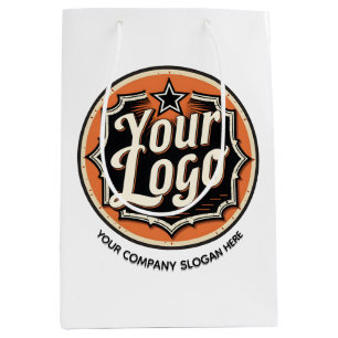 Simple Custom Logo and Text Business Medium Gift Bag