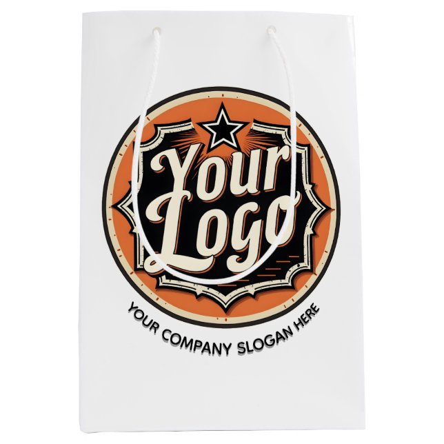 Simple Custom Logo and Text Business Medium Gift Bag (Front)