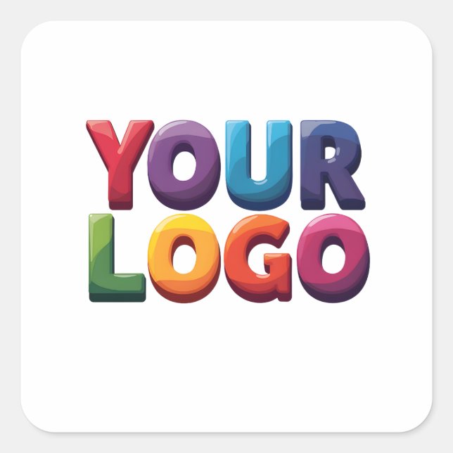 Simple Custom Logo and Text Business Square Sticker (Front)