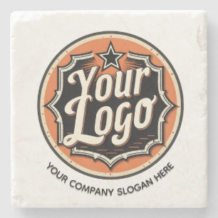Simple Custom Logo and Text Business Stone Coaster