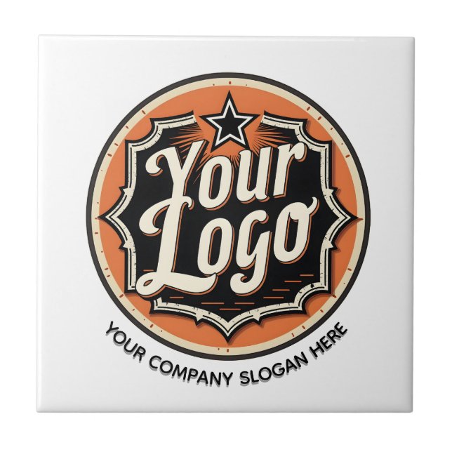 Simple Custom Logo and Text Business Tile (Front)