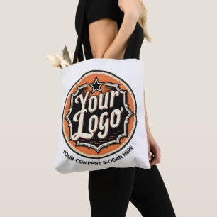 Simple Custom Logo and Text Business Tote Bag