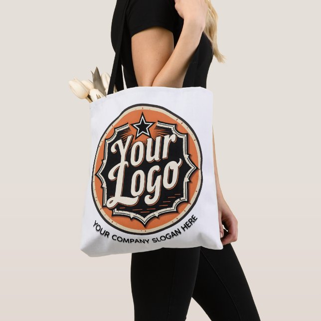 Simple Custom Logo and Text Business Tote Bag (Close Up)