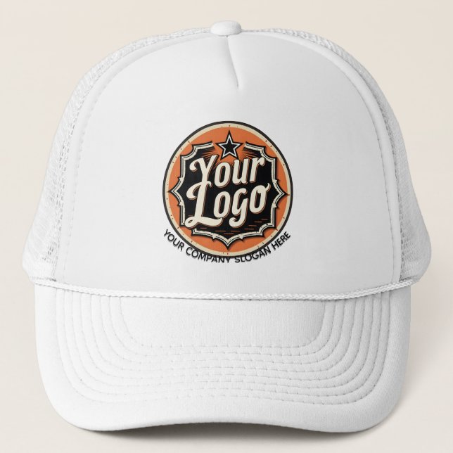 Simple Custom Logo and Text Business Trucker Hat (Front)