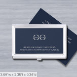 Simple Custom Logo  Business Card Holder<br><div class="desc">Elevate your networking game with this simple, sleek, and professional business card case. The navy blue background features your logo, company name, address, contact information, and website in classic grey typography in the lower thirds adding a touch of sophistication to your business interactions. Stay organised and make a lasting impression...</div>