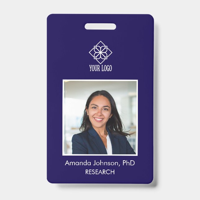 Simple Custom Logo Employee Photo ID  Badge (Front)