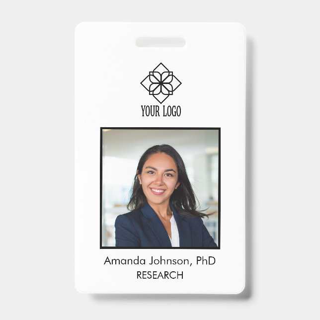 Simple Custom Logo Employee Photo ID  Badge (Front)