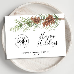 Simple Custom Logo Holiday Business Thank You Card