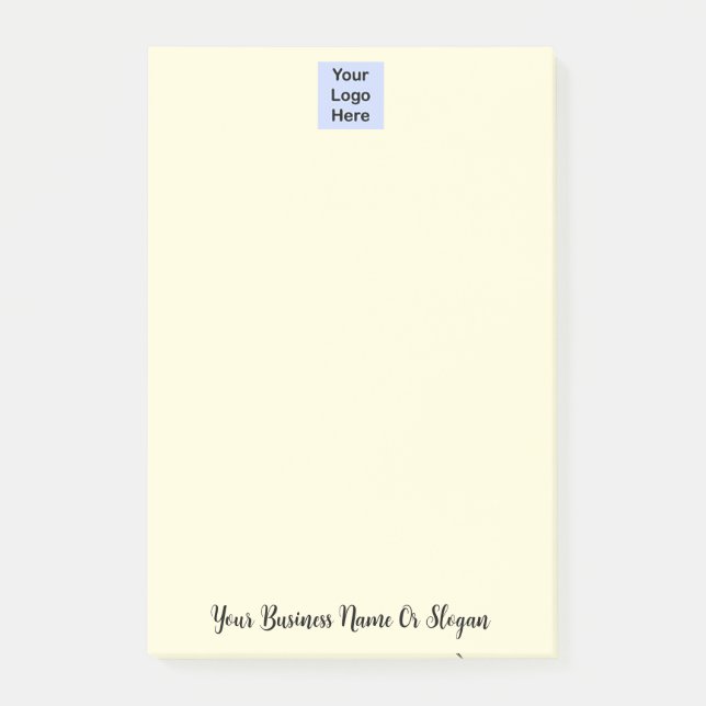 Simple Custom Logo Small Business Light Yellow Post-it Notes (Front)